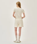 W LACE DETAIL SWEAT SHORTS IN IVORY image 5