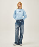W FLOWER CLASSIC LOGO CROP SWEATSHIRT IN SKY BLUE image 5