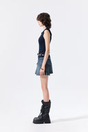 CUT OUT SLEEVELESS KNIT TOP IN DARK NAVY image 6