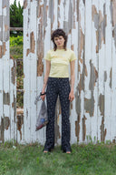 FLOWER PATTERN FLARE DENIM PANTS IN BLACK image 20