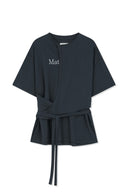 TIE DETAIL DRAPED LOGO TOP IN CHARCOAL GREY image 11