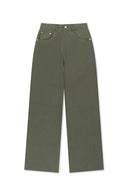 STUD POINT COLOR DENIM PANTS IN KHAKI image 1