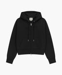 W CLASSIC LOGO CROP HOODIE ZIPUP IN BLACK BLACK image 6