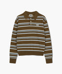 REGULAR LOGO STRIPE POLO KNIT IN CAMEL image 6