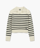 W STRIPE POLO KNIT IN IVORY image 6