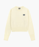 W SMALL CLASSIC LOGO CROP KNIT PULLOVER IN IVORY image 8