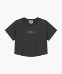 W SILVER LETTERING CROP TEE IN CHARCOAL GREY image 6