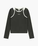 W SLEEVELESS LAYERED LONG SLEEVE TEE IN CHARCOAL GREY image 6