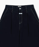 M LOW-WAIST TUCK WIDE DENIM PANTS IN DARK BLUE image 7