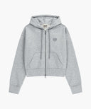 W BACK CLASSIC LOGO CROP HOODIE ZIPUP IN HEATHER GREY image 6