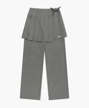 W LAYERED PLEATS SKIRT PANTS IN GRAY image 6
