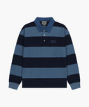 WASHED DENIM COLLAR LONG SLEEVE TEE IN BLUE image 6