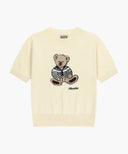 W DOODLE BEAR HALF KNIT PULLOVER IN IVORY image 6