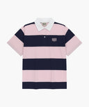 SMALL CLASSIC LOGO RUGBY STRIPE OVERSIZED COLLAR TEE IN PINK image 6
