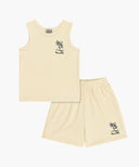 KIDS TERRY SLEEVELESS+PANTS SET-UP IN CREAM image 6