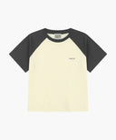 W SMALL REGULAR LOGO RAGLAN CROP TEE IN CHARCOAL GREY image 6
