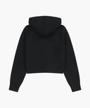 W SMALL CLASSIC LOGO CROP KNIT HOODIE ZIPUP IN BLACK image 6
