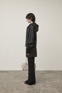 FAUX LEATHER HOODY CROP JUMPER IN BLACK image 7
