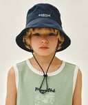 KIDS NYLON WIDE BUCKET HAT IN NAVY image 7