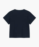 W SMALL LETTERING SLIM CROP TEE IN NAVY image 7