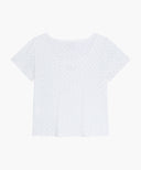 W FLOWER CROP TEE IN IVORY