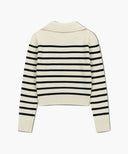 W STRIPE POLO KNIT IN IVORY image 7
