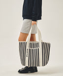REGULAR LOGO BIG COTTON BAG IN STRIPE image 7