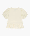KIDS W BALLOON SLEEVE PEPLUM TEE IN CREAM image 7