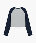 W BASIC CROP LONG SLEEVE IN HEATHER GREY image 7