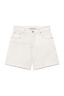 CUT LINE POINT DENIM SHORTS IN WHITE image 12