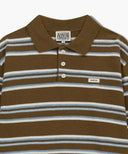 REGULAR LOGO STRIPE POLO KNIT IN CAMEL image 8