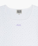 W FLOWER CROP TEE IN IVORY