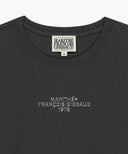 W SILVER LETTERING CROP TEE IN CHARCOAL GREY image 8