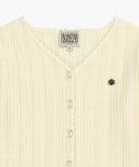 W V-NECK CROCHET KNIT CARDIGAN IN IVORY image 11