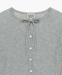 W SHEER KNIT CARDIGAN IN MELANGE GRAY image 11