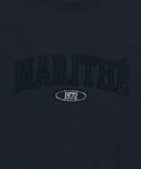W RAW EDGE APPLIQUE LOGO CROP SWEATSHIRT IN NAVY image 9