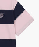 SMALL CLASSIC LOGO RUGBY STRIPE OVERSIZED COLLAR TEE IN PINK image 9