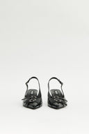 BUCKLE STILETTO SLING BACK HEELS IN BLACK image 8