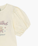 KIDS W BALLOON SLEEVE PEPLUM TEE IN CREAM image 10