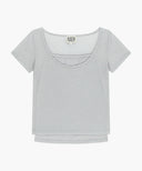 W SMALL CLASSIC LOGO SLEEVELESS LAYERED TEE IN LIGHT GRAY