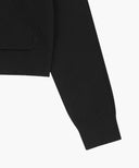 W SMALL CLASSIC LOGO CROP KNIT HOODIE ZIPUP IN BLACK image 10
