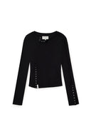 SNAP DETAIL SLIM TOP IN BLACK image 1