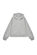 CROPPED BACK LOGO HOODY WIND BREAKER IN LIGHT BEIGE image 1