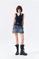CUT OUT SLEEVELESS KNIT TOP IN DARK NAVY image 8