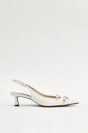 BUCKLE STILETTO SLING BACK HEELS IN IVORY image 5
