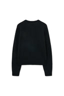 CASHMERE BLENDED ROUND KNIT CARDIGAN IN BLACK image 2