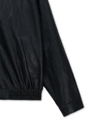 SMALL LOGO FAUX LEATHER ZIP UP JUMPER IN BLACK image 4