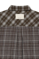 MIXED CHECK OVER FIT SHIRT IN BROWN image 4
