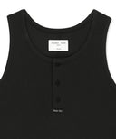 SLEEVELESS HENLEY TOP FOR MEN IN BLACK