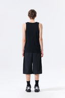 SLEEVELESS HENLEY TOP FOR MEN IN BLACK